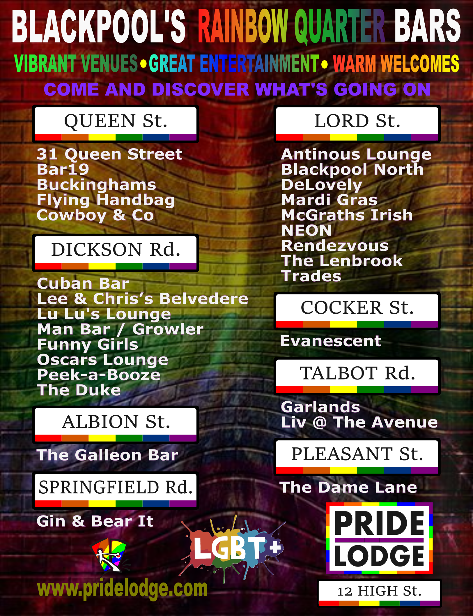 Pride Lodge Blackpool Rainbow Quarter Bars